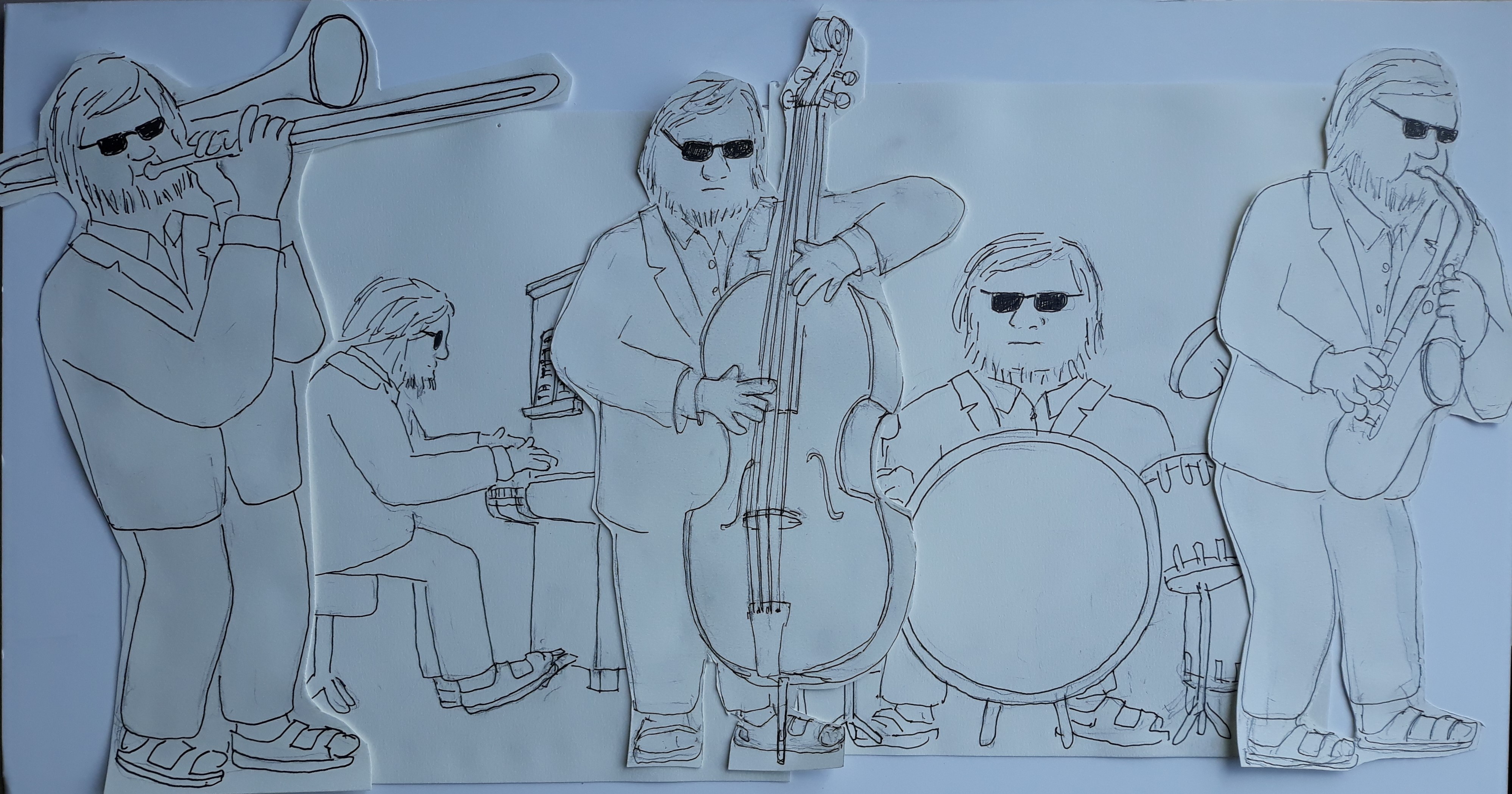 fem blinde musikere