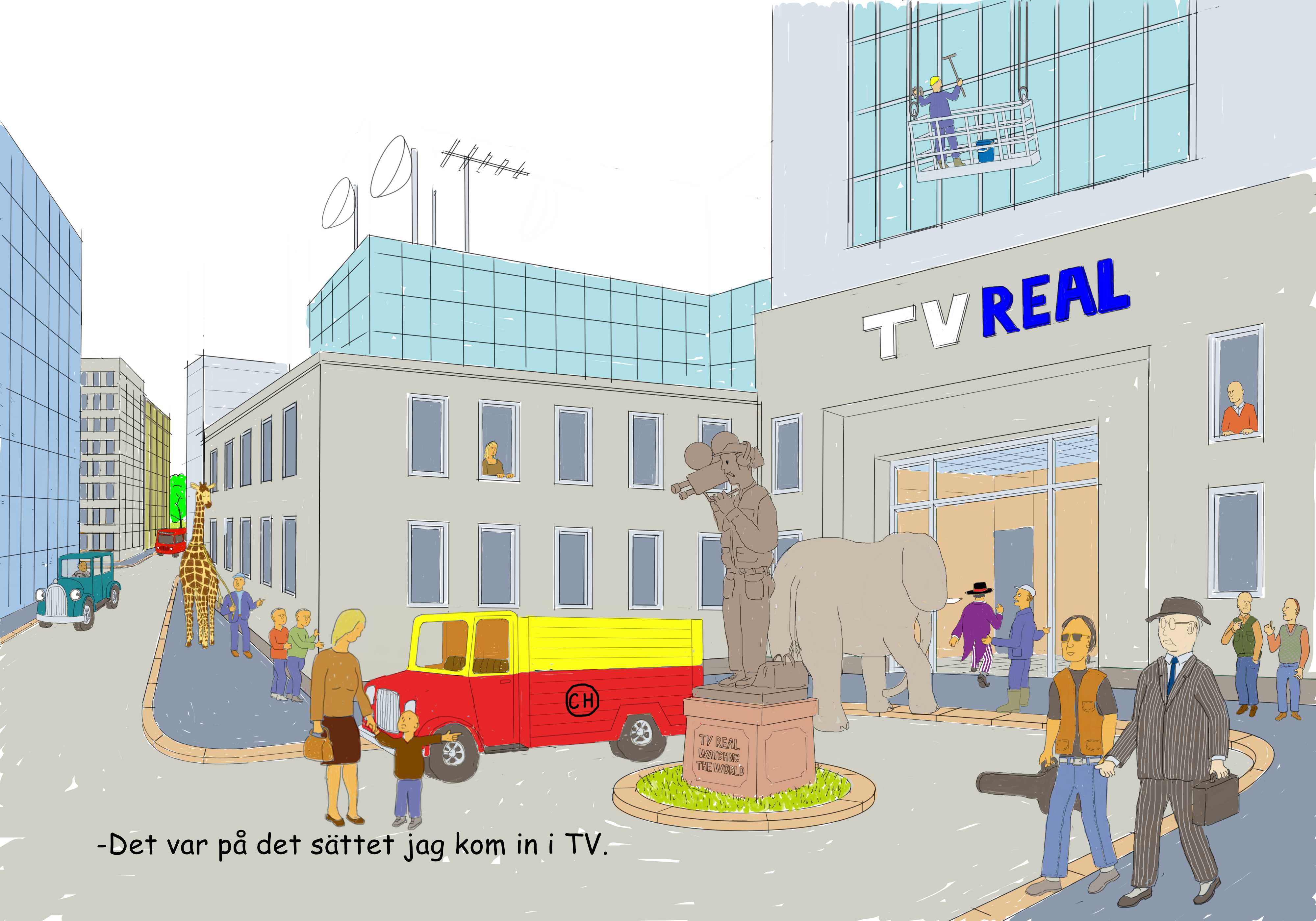 elefanten ankommer tv-huset