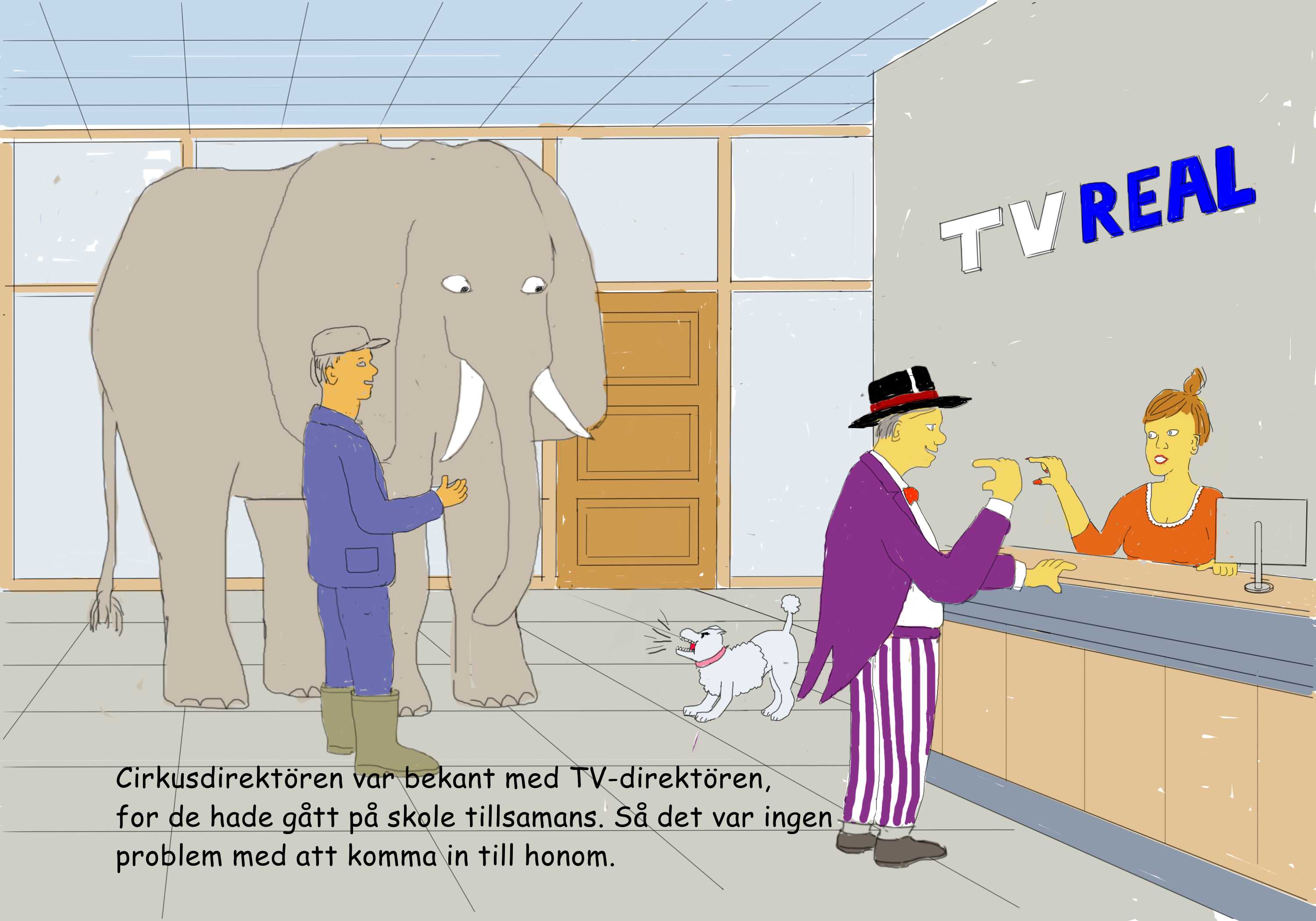 elefanten ankommer tv-huset