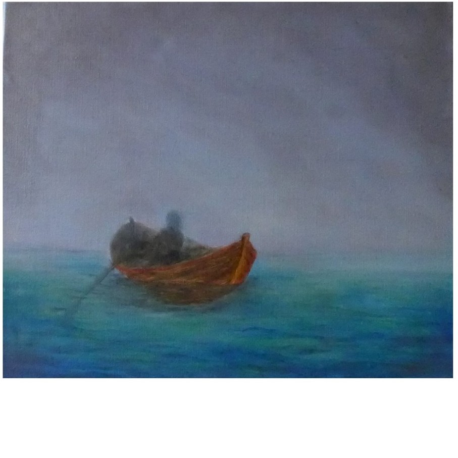 rowing boat in fog